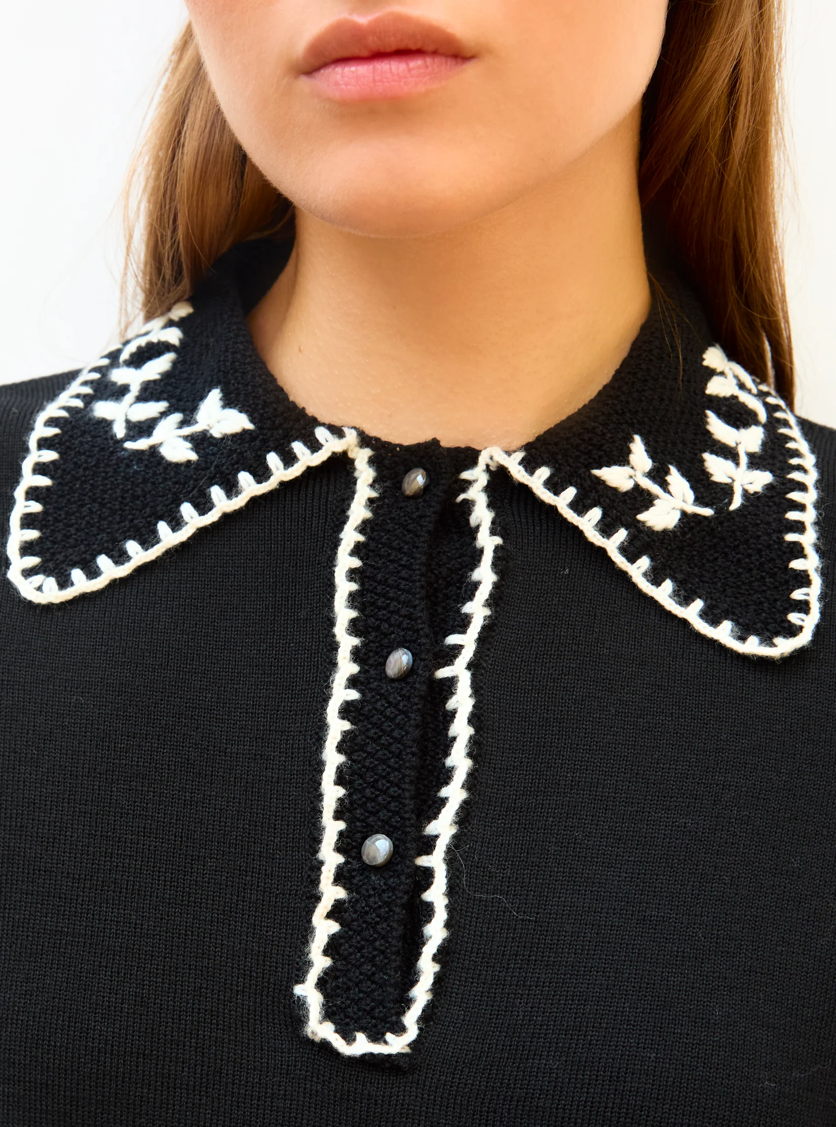 chemise maille brodée main - Image 5