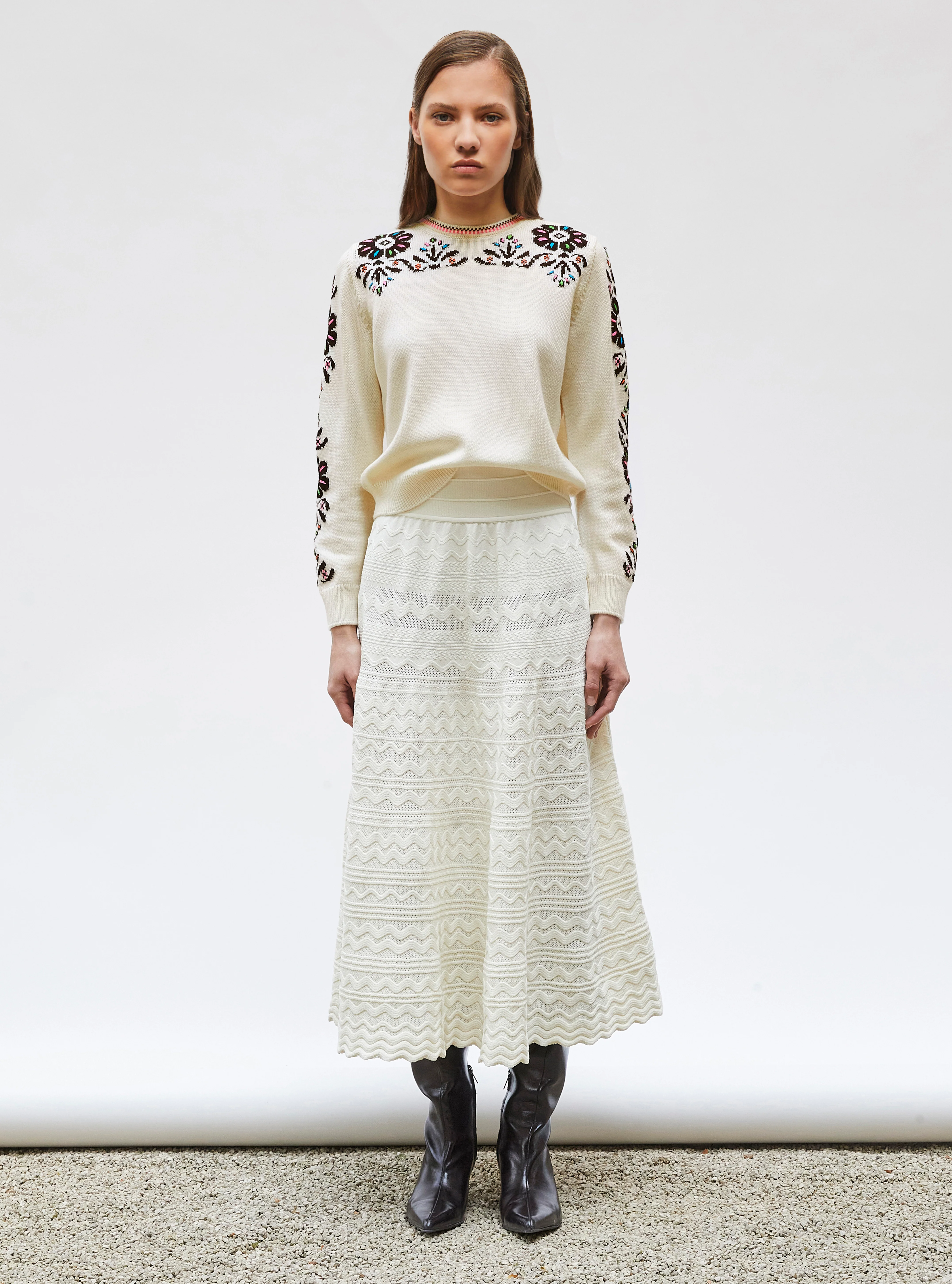 top maille florale brodé main - Image 3